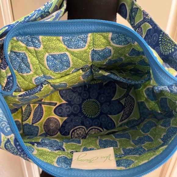 Vera Bradley Doodle Daisy Shoulder Bag Blue & Lime Green Purse Good Condition - Picture 6 of 6